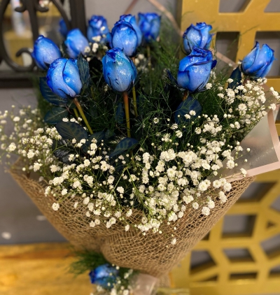 spatifilyum (barış Çiçeği) Çiçeği & Ürünü 11 Mavi Gül Buketi 