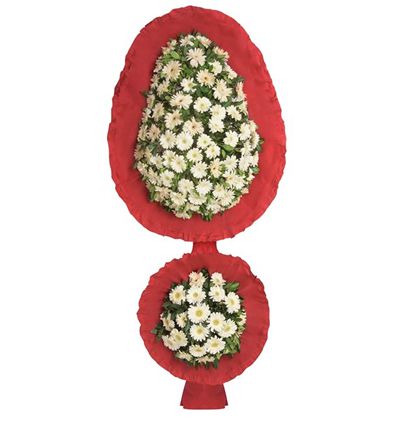  Antalya Çiçekçiler Beyaz Gerbera İkili Sepet/Çelenk